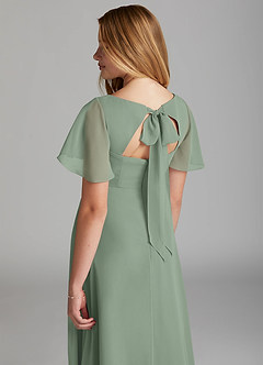 Azazie Kimber Junior Matcha A-Line Pleated Chiffon Dress image4