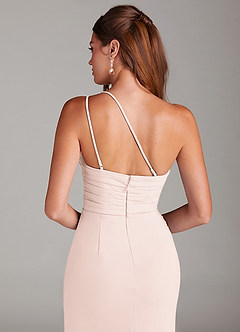 Azazie Eren Bridesmaid Dresses Blushing Pink Sheath One Shoulder Stretch Crepe Dress image7