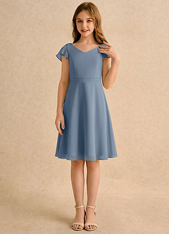 Azazie Narin Girls Formal Flower Girl Klänningar Klä A-Line i Chiffong med ärmar image4