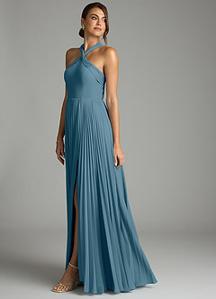 Azazie Afra Robes de demoiselle d'honneur Robe Trapèze en Mousseline de soie Plissée Bermude image4