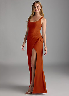Azazie Mero Brautjungfernkleider Etui Plissee Chiffon Kleid Paprika image7