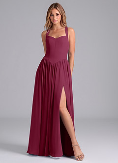 Azazie Francis Bridesmaid Dresses Mulberry A-Line Corset Chiffon Dress image3