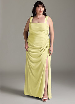 Azazie Jesaphine Bridesmaid Dresses Lemon Sorbet Sheath Bow Chiffon Dress image8