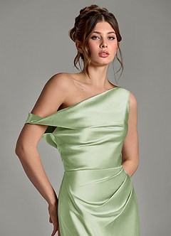 Azazie Emerson 신부 들러리 드레스 인어 오프 더 숄더 메탈릭 새틴 바닥 길이 드레스 image7