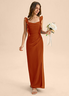 Azazie Jessamine Junior Paprika Mermaid Sweetheart Neckline Chiffon Dress image3