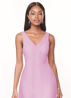 Azazie Nala Bridesmaid Dresses Candy Pink A-Line Pleated Chiffon Dress image4