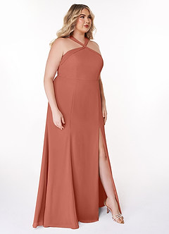 Azazie Rue Abiti da Damigella Abito A-Line in Chiffon con Scollo Halter Argilla image10