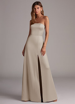 Azazie Wren Bridesmaid Dresses Frost A-Line Strapless Stretch Satin Convertible Dress image1