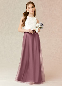 Azazie Albertine Junior Amethyst A-Line Lace Chiffon Dress image1
