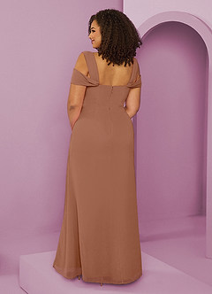 Barbie ♥ Azazie Jurken voor bruidsmeisjes Jurk van Chiffon met A-Lijn Off the Shoulder Bronzeertint image8