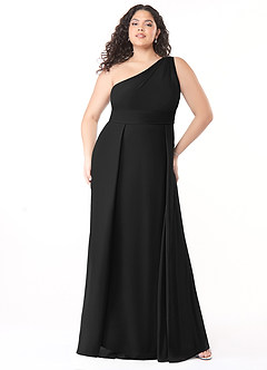 Azazie Dallas Jurken voor bruidsmeisjes Jurk van Chiffon met A-Lijn One-Shoulder Zwart image6