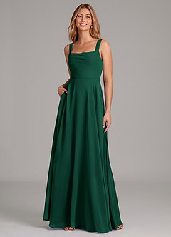 Azazie Shaude Abiti da Damigella Abito A-Line in Chiffon Plissettato Smeraldo image3