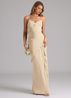 Azazie Nancie Bridesmaid Dresses Champagne Mermaid Ruched Chiffon Dress image5