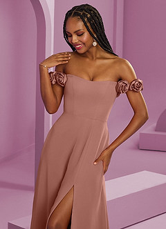 Barbie ♥ Azazie Bridesmaid Dresses Cedar Rose A-Line Off the Shoulder Chiffon Convertible Dress image4