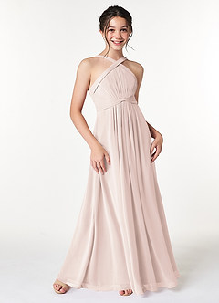 Azazie Anthea Junior Rose Petal Pleated Chiffon Dress image3