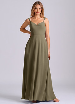 Azazie Beatrice Robes de demoiselle d'honneur Robe Trapèze en Mousseline de soie Encolure en Forme de Cœur Vert Saule image3