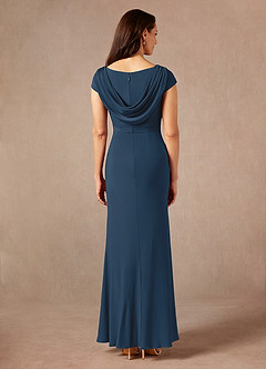 Azazie Marybeth Mother of the Bride Dresses Neptune Dark Navy Mermaid V-Neck Sequins Lace Dress image2