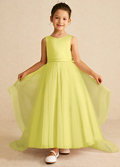 Azazie Pumpkin Flower Girl Dresses Canary A-Line Convertible Tulle Dress image2