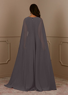 Azazie Isa Mother of the Bride Dresses Steel Grey A-Line V-Neck Pleated Chiffon Dress image4