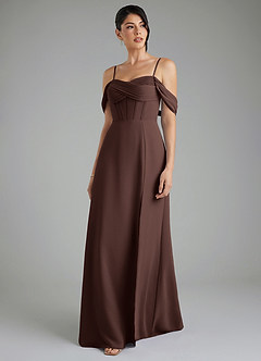 Azazie Cece Bridesmaid Dresses Ganache A-Line Off the Shoulder Chiffon Dress image6