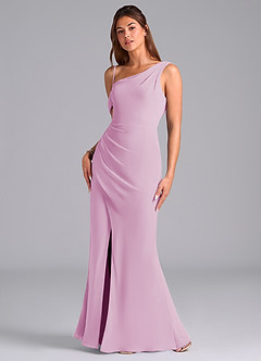 Azazie Madelyn Bridesmaid Dresses Candy Pink Mermaid One Shoulder Chiffon Convertible Dress image5