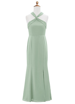 Azazie Rue Junior Meerjungfrau-Linie Seitliche Cut-Outs Chiffon Kleid Agave image6