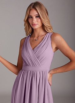 Azazie Kingsley Abiti da Damigella Abito A-Line in Chiffon Pizzo Glicine image6