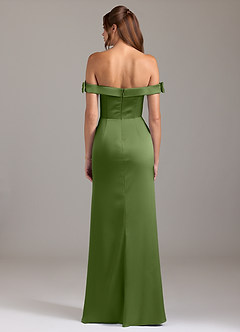 Azazie Zayla Robes de demoiselle d'honneur Robe Trapèze Convertible en Satin extensible Épaule décolletée Genévrier image5