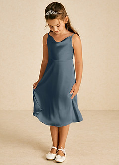 Azazie Zuzu Flower Girl Dresses Twilight A-Line Spaghetti Strap Stretch Satin Dress image3