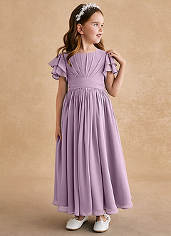 Azazie Ali Flower Girl Dresses Wisteria A-Line Pleated Chiffon Dress image4