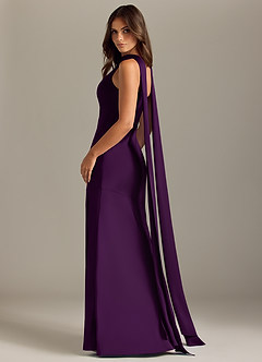 Azazie Kinsley Bridesmaid Dresses Grape Mermaid Side Slit Stretch Satin Dress image6