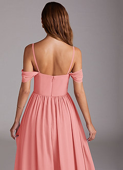 Azazie Calianna Bridesmaid Dresses Coral A-Line Off the Shoulder Chiffon Convertible Dress image9
