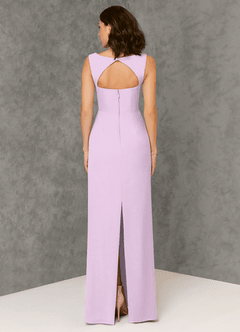 Azazie Flori Bridesmaid Dresses Frosted Lilac Sheath Square Neckline Chiffon Dress image2