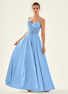 Nimbus Light Blue Cutout Corset Satin Prom Dress image5
