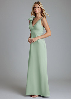 Azazie Taro At-home Try On Dresses Agave Sheath Bow Chiffon Dress image5