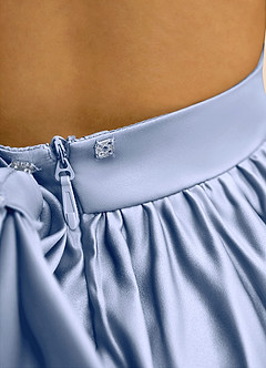 Azazie Nellia Flower Girl Dresses Ice A-Line Bow Matte Satin Dress image7
