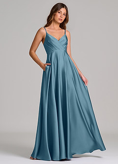 Azazie Amani Abiti da Damigella Abito A-Line in Raso Elasticizzato Plissettato Bermuda image4