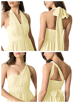Azazie Olani Bridesmaid Dresses Lemon Sorbet A-Line One Shoulder Chiffon Convertible Dress image2