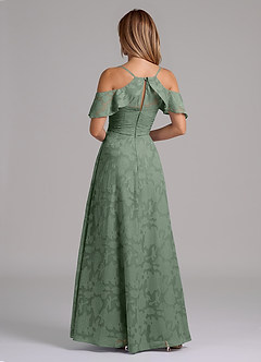 Azazie Dakota Bridesmaid Dresses Matcha A-Line Off the Shoulder Floral Burnout Dress image2