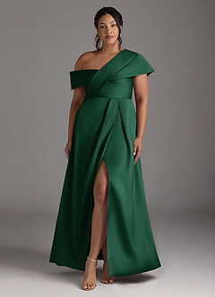 Azazie Milton Kleider für die Brautmutter A-Linie Plissee Stretch-Satin Kleid Dunkelgrün image9
