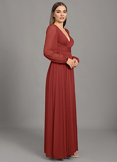 Azazie Norah Brautjungfernkleider A-Linie Gittergewebe Kleid Rost image4