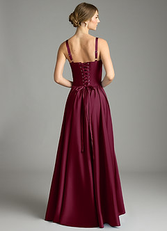 Azazie Evadina Abiti da Damigella Abito A-Line in Raso Elasticizzato Corsetto Gelso image2