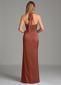 Azazie Serenity Robes de demoiselle d'honneur Robe Sirène en Satin extensible Encolure en Forme de Cœur Auburn image6