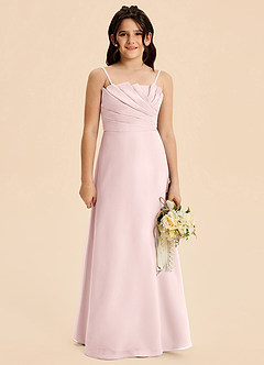 Azazie Rory Junior Vestido de Rosa Rubor de Gasa de Corte en A con Plisado image4