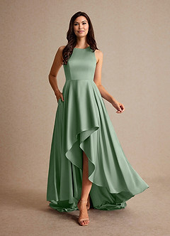 Azazie Niles Mother of the Bride Dresses Matcha A-Line Trains Stretch Satin Dress image6