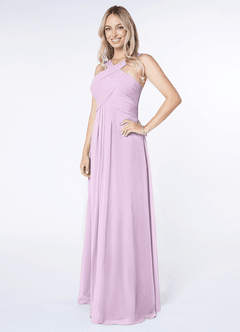 Azazie Kaleigh Robes de demoiselle d'honneur Robe Trapèze en Mousseline de soie Plissée Frostiges Flieder image3