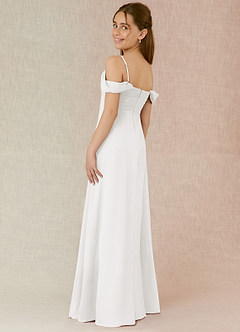 Azazie Kaitlynn Junior White A-Line Off the Shoulder Chiffon Dress image5