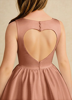 Azazie Nirvana Flower Girl Dresses Bronzer Ball-Gown Ruched Matte Satin Dress image6