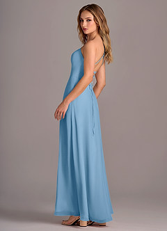 Azazie Mei Abiti da Damigella Abito A-Line in Chiffon Blu Acciaio image5