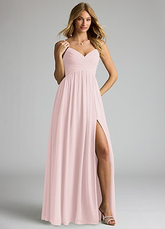 Azazie Alia Bridesmaid Dresses Blushing Pink A-Line Pleated Chiffon Dress image4